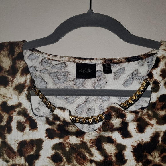 Rafaella 3/4 Sleeve Leopard Print Top with Gold Chain Collar 106 - Picture 5 of 6